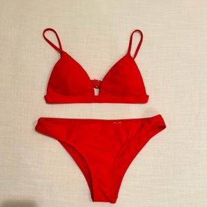 Red Hollister Bathing suit. Small top & small bottom.